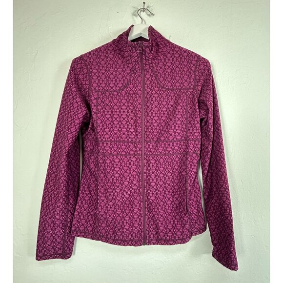 Prana Womens Full-Zip Jacket Pink Pattern Medium Lightweight Stretch Pockets - Picture 1 of 8